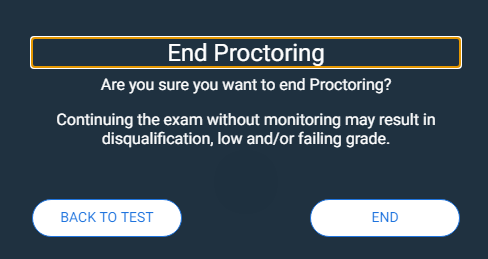 Confirmation screen to end the session