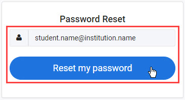 Password reset screen with email field and Reset my password button highlighted