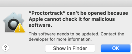 macOS notification when first running Proctortrack