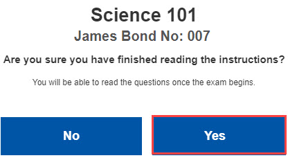 Confirmation screen before the timer starts