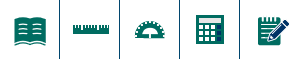 Helper tool icons: resources, ruler, protractor, calculator, notepad