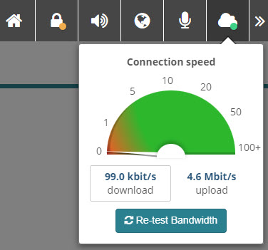 Network icon on toolbar